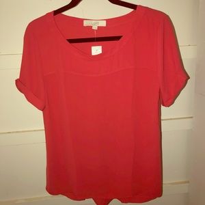 NWT Loft Short Sleeve Blouse Size Small Dark Pink
